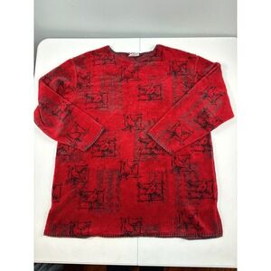 Artisans Sunschein Designs XL Red Fleece Cardinal Bird Print Pullover Top Womens